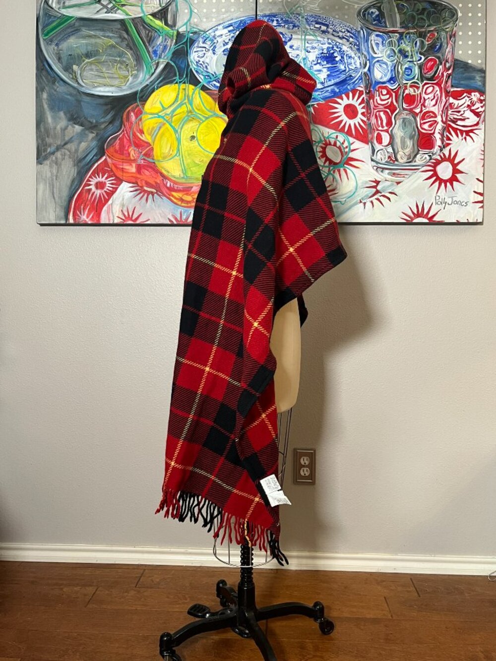 Burberry Hooded Tartan Wool Cape + Garment Bag - Picture 5 of 13